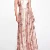 Marchesa Bridesmaids Strapless Printed Sequin Gown