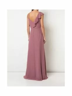 Marchesa Notte Asymmetric Neck Chiffon Ruffle Gown -Deals Marchesa Store M00193461107323 29010083