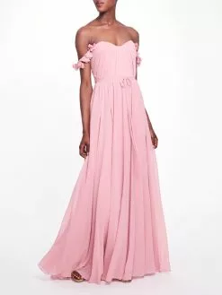 Marchesa Bridesmaids Off-the-Shoulder Solid Chiffon Gown