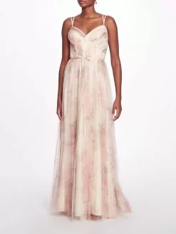 Marchesa Bridesmaids Tuscany Printed Gown - Blush