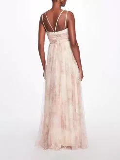Marchesa Bridesmaids Tuscany Printed Gown - Blush -Deals Marchesa Store M00193461196471 3108395397