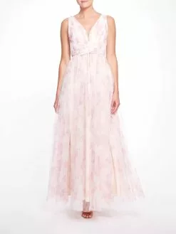 Marchesa Bridesmaids Lla Printed Gown - Blush