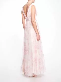 Marchesa Bridesmaids Lla Printed Gown - Blush -Deals Marchesa Store M00193461221807 2006884624
