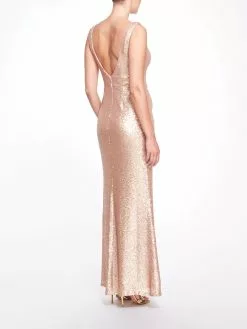 Marchesa Bridesmaids Atrani Gown - Rose Gold -Deals Marchesa Store M00193461242086 3833733520