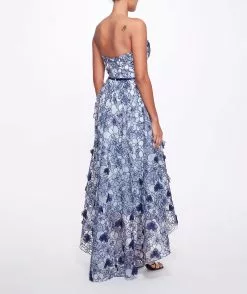 Marchesa Notte Strapless Organza Gown - Blue -Deals Marchesa Store M00193461391944 76177486