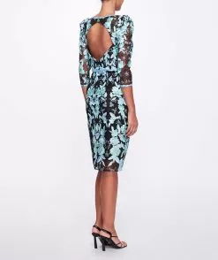 Marchesa Notte Embroidered Tulle Cocktail Dress - Black Multi -Deals Marchesa Store M00193461392637 3825199366