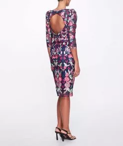 Marchesa Notte Embroidered Tulle Cocktail Dress - Navy Multi 7 Marchesa Notte Embroidered Tulle Cocktail Dress - Navy Multi -Deals Marchesa Store M00193461392743 4197257939