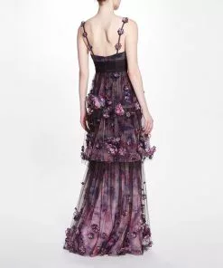 Marchesa Notte Ombré Tulle Gown - Black Multi -Deals Marchesa Store M00193461395195 2263547941