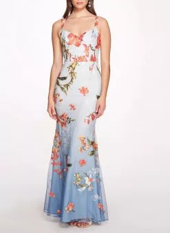 Marchesa Notte Maid Gown With Floral Trims