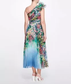 Marchesa Notte Pleated Chiffon Tea-Length Gown -Deals Marchesa Store M00193461397984 419557026