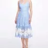 Marchesa Notte Guipure Midi Dress - Dusty Blue
