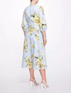 Marchesa Notte A-line Midi Dress With Balloon Sleeves - Dusty Blue 9 Marchesa Notte A-line Midi Dress With Balloon Sleeves - Dusty Blue -Deals Marchesa Store M00193461399919 2533940251