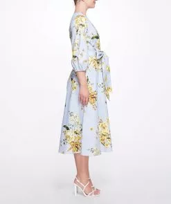 Marchesa Notte A-line Midi Dress With Balloon Sleeves - Dusty Blue 8 Marchesa Notte A-line Midi Dress With Balloon Sleeves - Dusty Blue -Deals Marchesa Store M00193461399919 4291550497