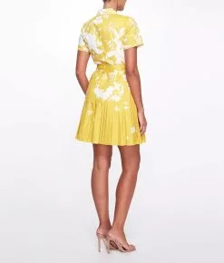 Marchesa Notte Ini Shirtdress With Pleated Flounce - Marigold Ivory -Deals Marchesa Store M00193461402336 3903240353