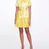 Marchesa Notte Ini Shirtdress With Pleated Flounce - Marigold Ivory -Deals Marchesa Store M00193461402336 462831945