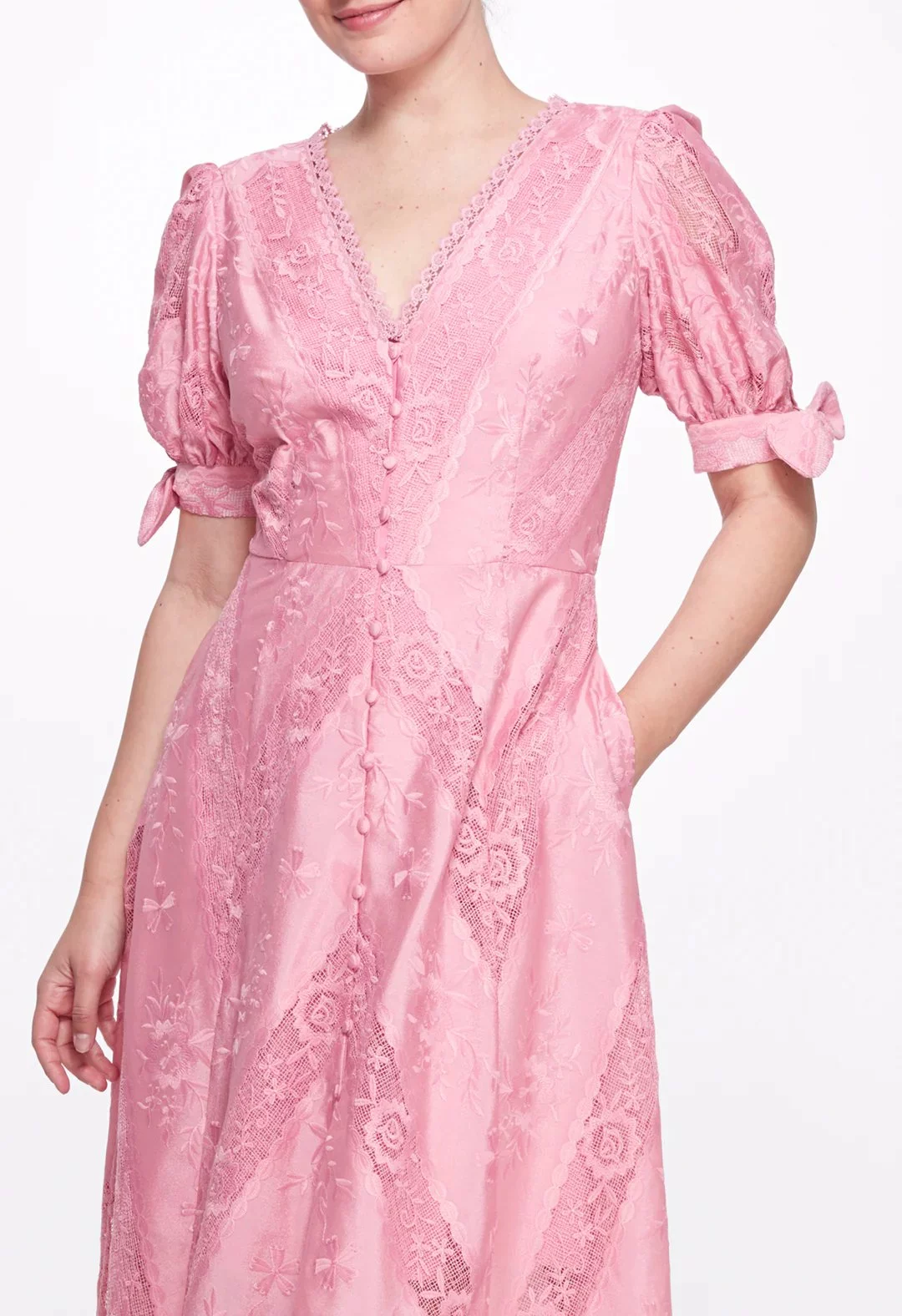 Marchesa Notte Floral Garden Tea Dress - Rose 4 Marchesa Notte Floral Garden Tea Dress - Rose - Image 2