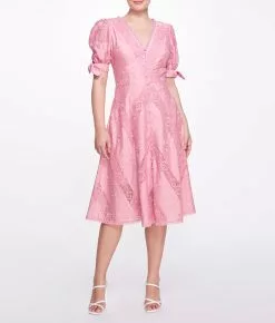 Marchesa Notte Floral Garden Tea Dress - Rose