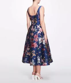 Marchesa Notte Sleeveless Floral Fils Coupe Tea-length Gown -Deals Marchesa Store M00193461413257 1329499508