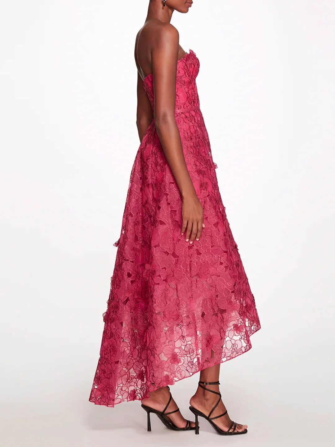 Marchesa Notte Strapless Organza Gown - Raspberry 4 Marchesa Notte Strapless Organza Gown - Raspberry - Image 2