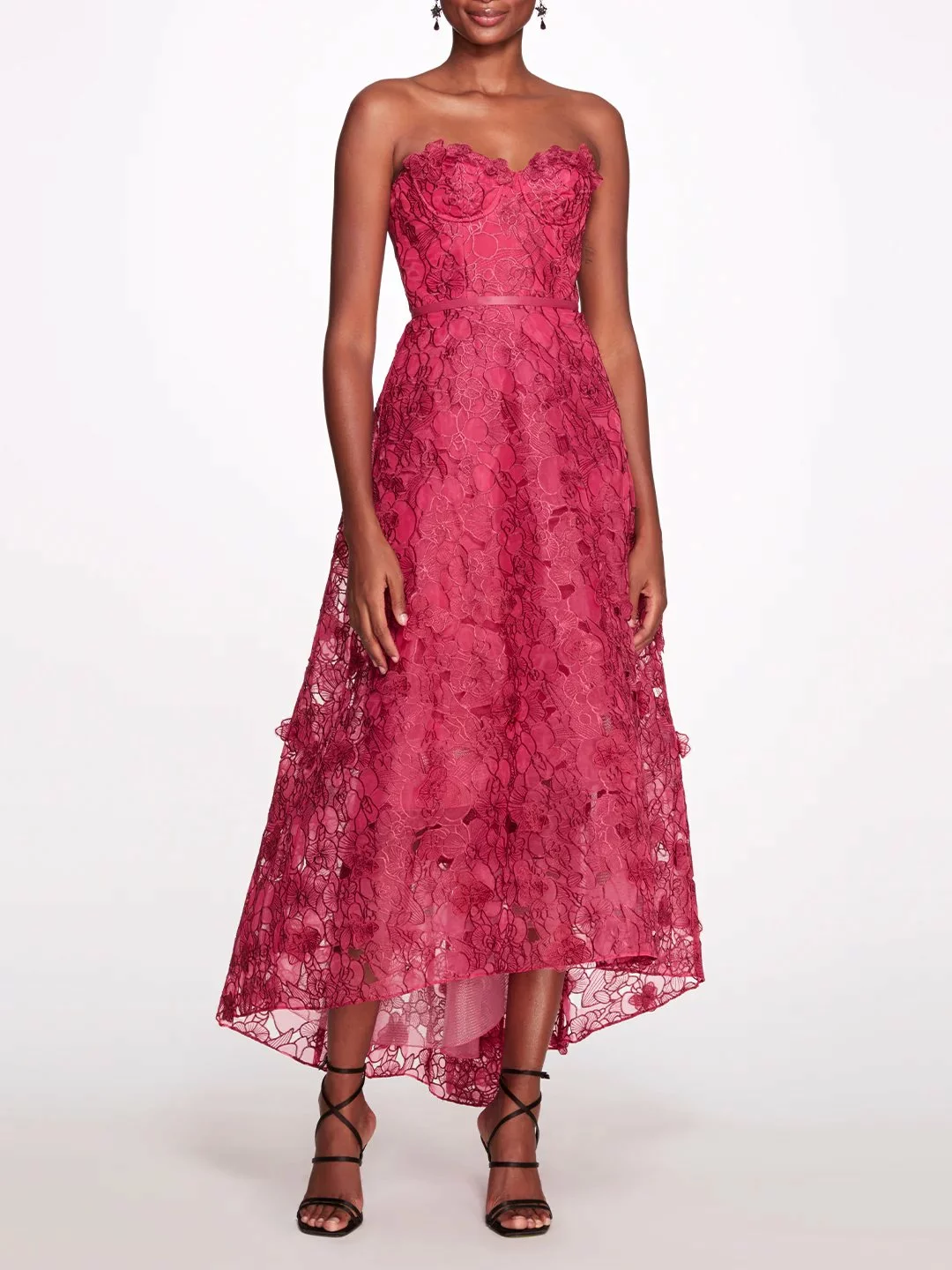 Marchesa Notte Strapless Organza Gown - Raspberry 3 Marchesa Notte Strapless Organza Gown - Raspberry