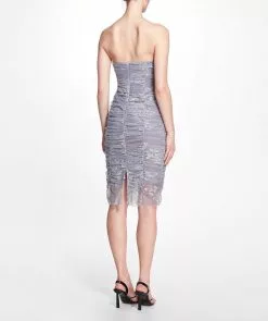 Marchesa Notte Strapless Floral Glitter Tulle Ruched Cocktail Dress -Deals Marchesa Store M00193461413578 3141112430