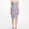 Marchesa Notte Strapless Floral Glitter Tulle Ruched Cocktail Dress -Deals Marchesa Store M00193461413578 3426862235