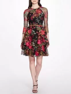 Marchesa Notte Two Tiered Tulle Cocktail Dress
