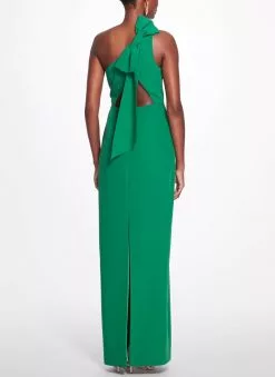 Marchesa Notte One-Shoulder Gown With Bow Detail - Emerald -Deals Marchesa Store M00193461431695 2956687451