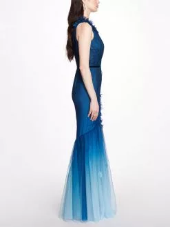 Marchesa Notte Ombre Mermaid Gown - Teal -Deals Marchesa Store M00193461432395 1560278798