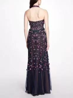 Marchesa Notte 3D Floral Appliqué Halter Gown -Deals Marchesa Store M00193461432586 1518278620
