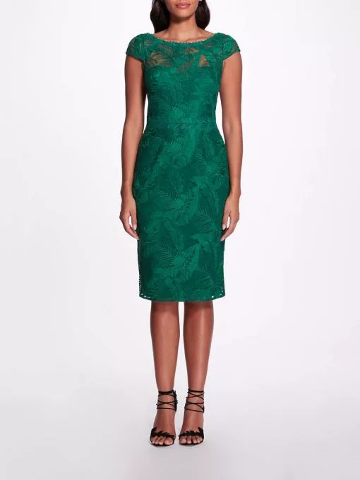 Marchesa Notte Boat Neck Fauna Cocktail Dress - Emerald -Deals Marchesa Store M00193461436003 307244629
