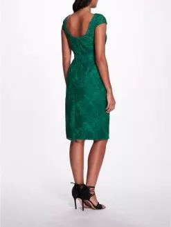 Marchesa Notte Boat Neck Fauna Cocktail Dress - Emerald -Deals Marchesa Store M00193461436003 32908777