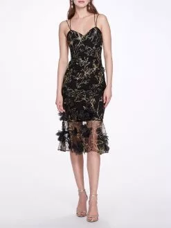 Marchesa Notte Strappy Cocktail Dress - Black