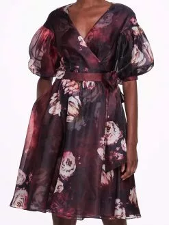 Marchesa Notte Soft Organza Wrap Dress - Sienna Multi -Deals Marchesa Store M00193461438939 1764805139