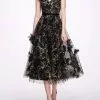 Marchesa Notte Sleeveless Embroidered Tea-Length Gown - Black -Deals Marchesa Store M00193461440352 1767877027