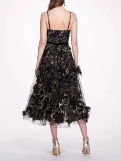 Marchesa Notte Sleeveless Embroidered Tea-Length Gown - Black -Deals Marchesa Store M00193461440352 2507511729