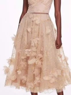 Marchesa Notte Sleeveless Embroidered Tea-Length Gown - Nude -Deals Marchesa Store M00193461440420 1269871589