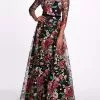 Marchesa Notte Embroidered Floral Gown