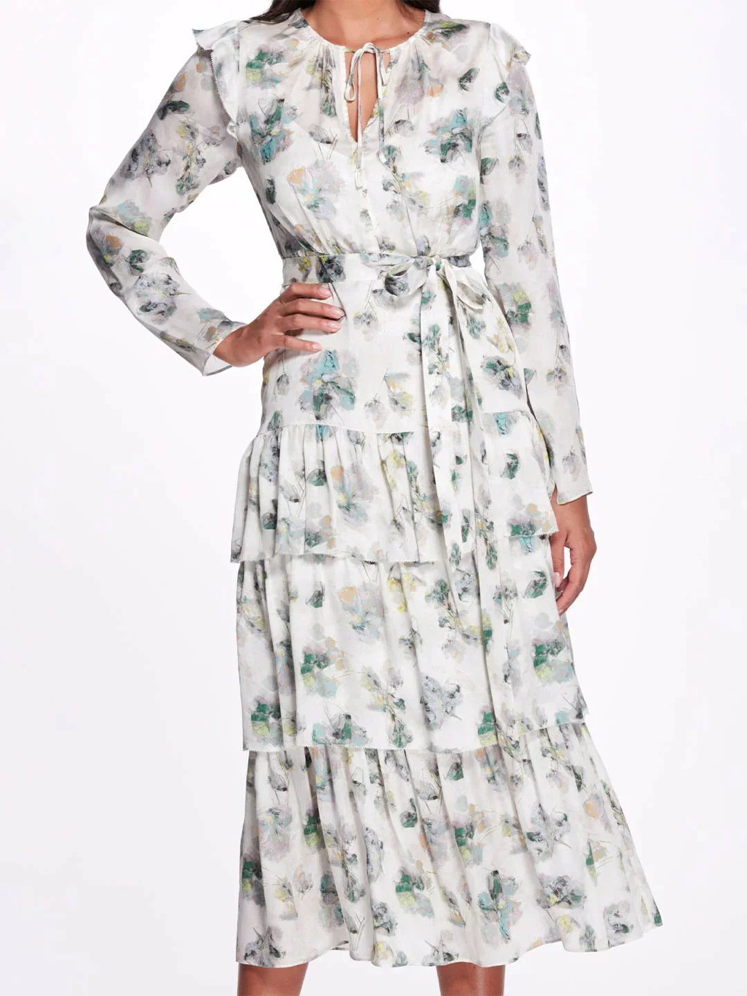 Marchesa Notte Amber Dress - Teal Multi 6 Marchesa Notte Amber Dress - Teal Multi - Image 4