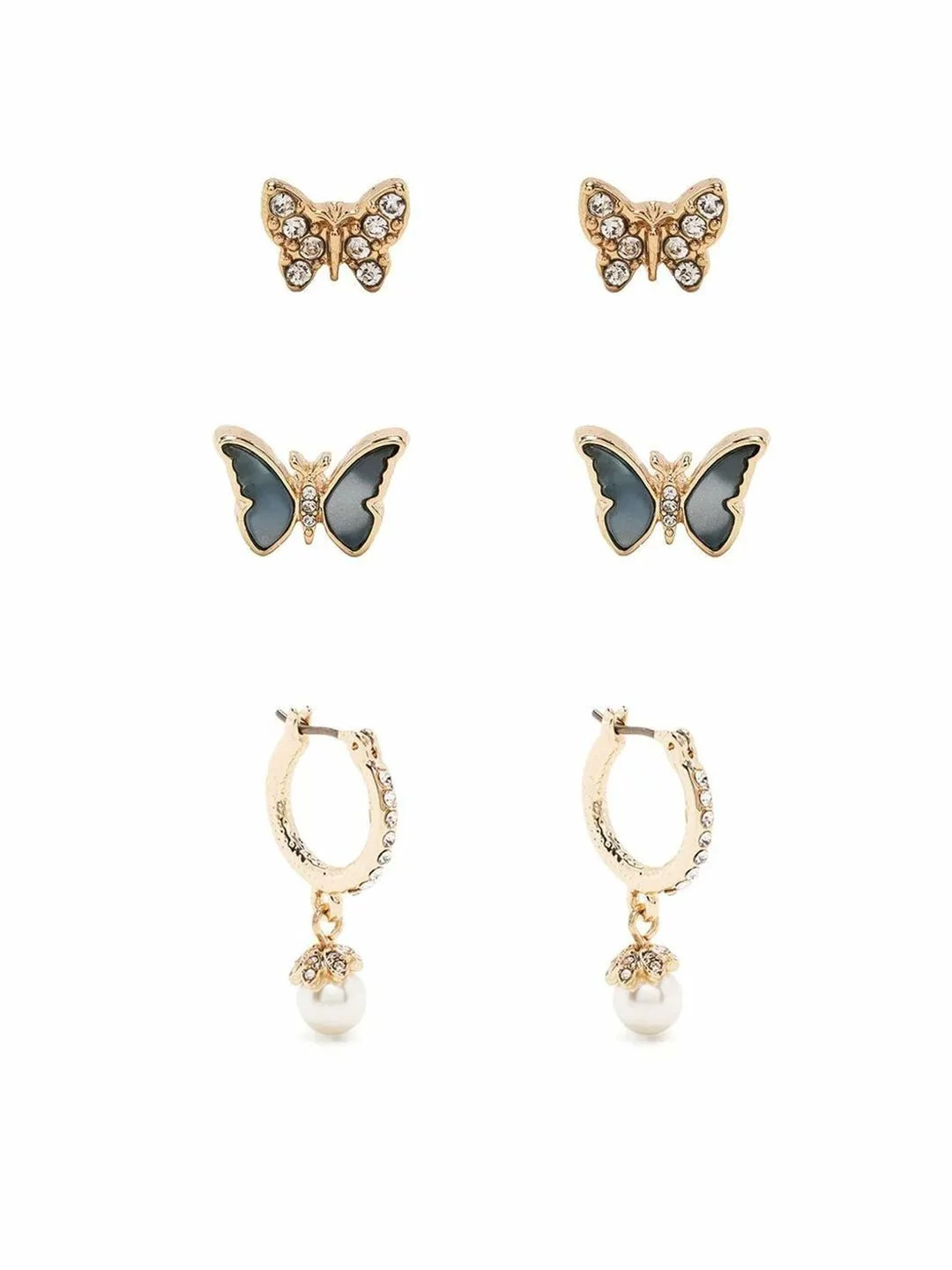 Marchesa Notte Blue Butterfly Pearl Trio Earrings 1 Marchesa Notte Blue Butterfly Pearl Trio Earrings