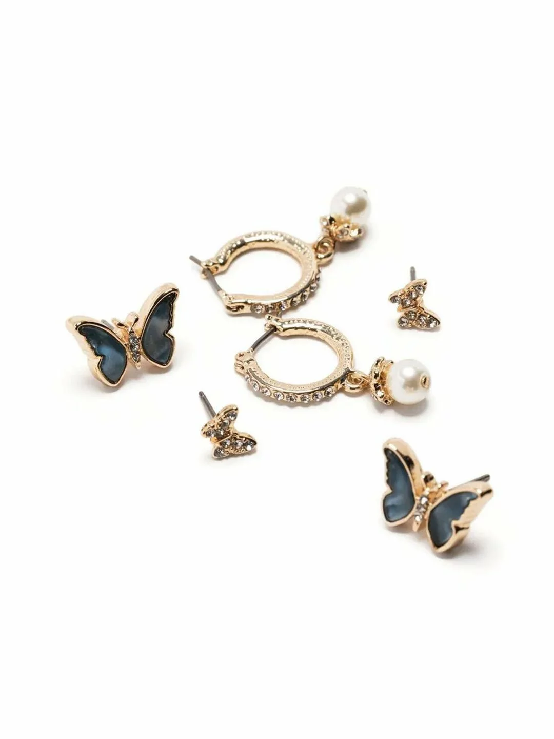 Marchesa Notte Blue Butterfly Pearl Trio Earrings 2 Marchesa Notte Blue Butterfly Pearl Trio Earrings - Image 2