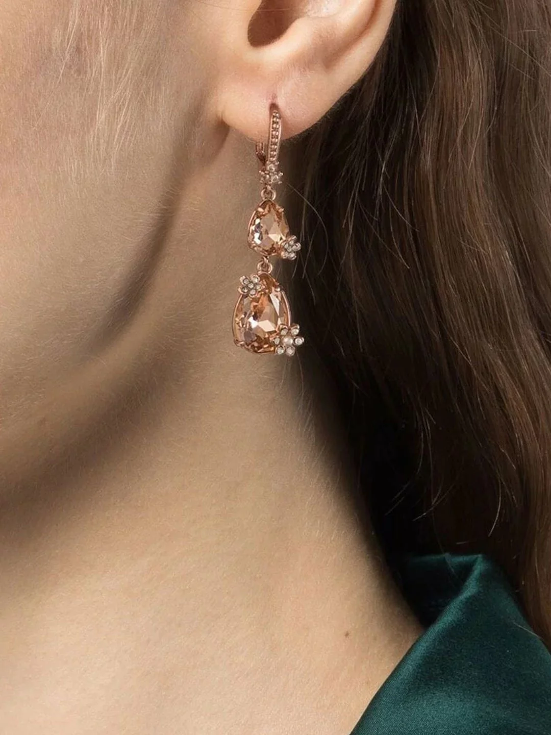 Marchesa Notte Rose Pear Stone Drop Earring 4 Marchesa Notte Rose Pear Stone Drop Earring - Image 2